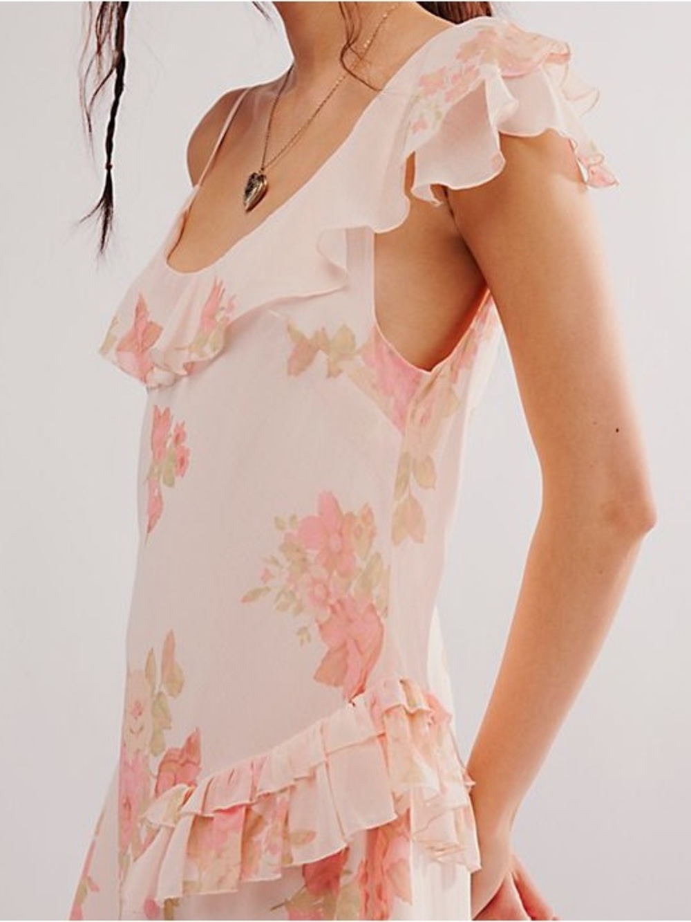 🌸NWT Free People Alma Midi Dress-Pink Rose Floral.